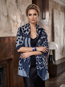 Freya Leopard & Zebra Print Scarf - Navy