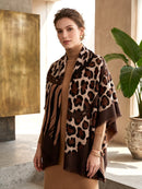 Freya Leopard & Zebra Print Scarf - Brown