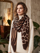 Freya Leopard & Zebra Print Scarf - Brown