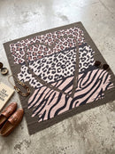 Freya Leopard & Zebra Print Scarf - Khaki Green