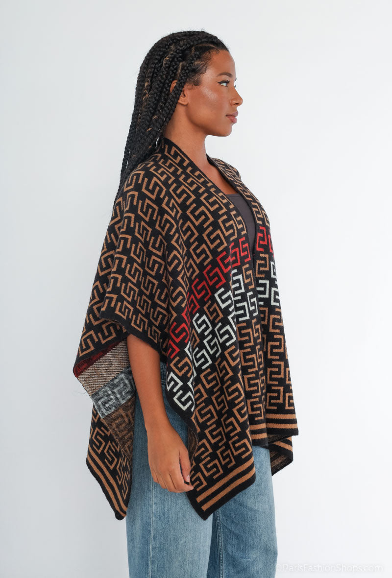 Gail Printed Shawl - Black