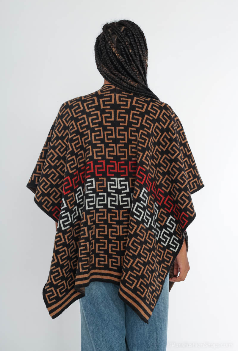 Gail Printed Shawl - Black