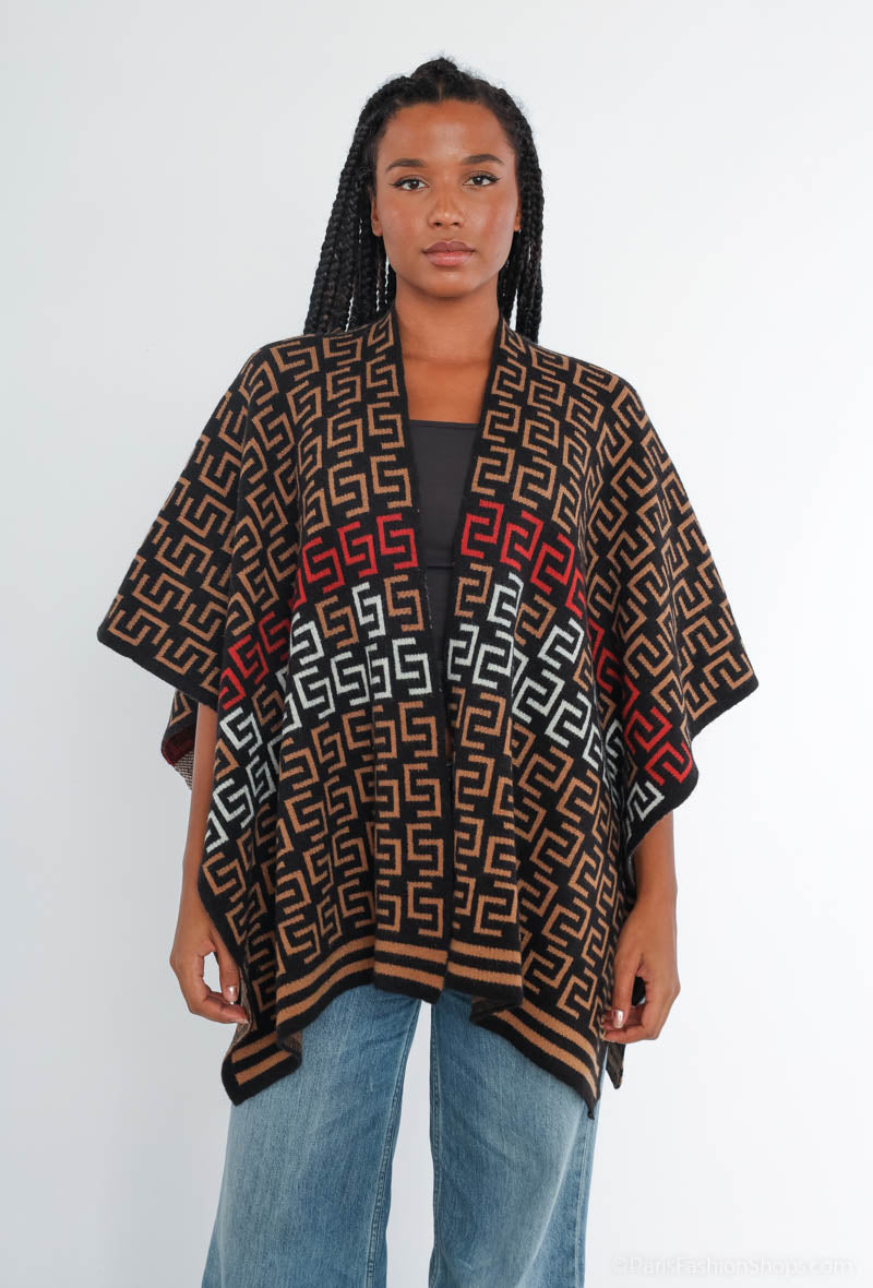 Gail Printed Shawl - Black