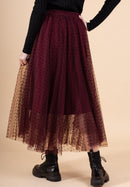 Gala Polka Dot Tulle Skirt - Burgundy