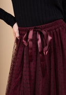 Gala Polka Dot Tulle Skirt - Burgundy