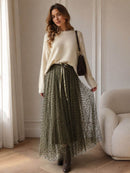 Gala Polka Dot Tulle Skirt - Khaki Green