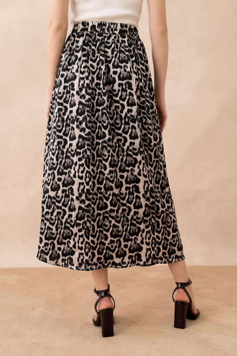 Goldie Animal Print Skirt - Grey