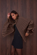 Hattie Pleated Cape Cardi - Brown