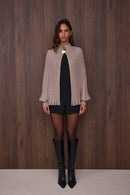Hattie Pleated Cape Cardi - Taupe