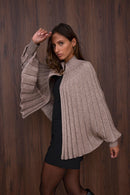 Hattie Pleated Cape Cardi - Taupe