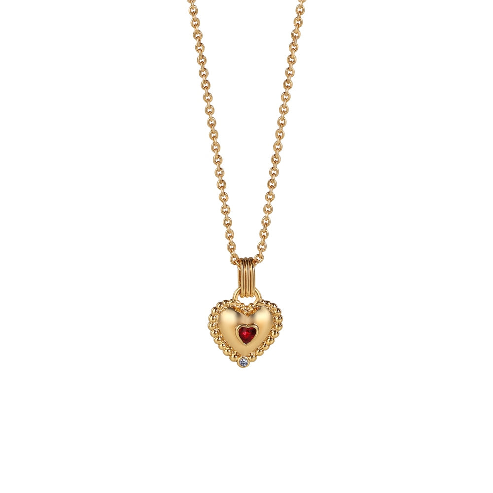 Newbridge Heart Pendant with Ruby Red Stone P8852