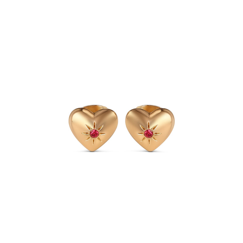 Newbridge Heart Stud Earrings with Ruby Red Stones ER8842