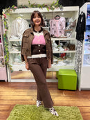 Delta Suede Jacket With Adjustable Waist Ties - Chocolate Brown