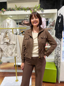 Delta Suede Jacket With Adjustable Waist Ties - Chocolate Brown