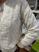 Omyra Floral Embroidery Bomber Jacket - Cream