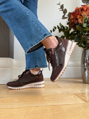 Marco Tozzi Chocolate Lace & Zip Wedge Trainer 2-23767-45