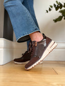 Marco Tozzi Chocolate Lace & Zip Wedge Trainer 2-23767-45