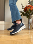 Marco Tozzi Dark Navy Wedge Lace & Zip Trainer 2-23767-45 888