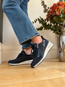 Marco Tozzi Dark Navy Wedge Lace & Zip Trainer 2-23767-45 888