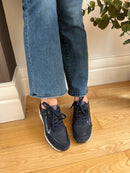 Marco Tozzi Dark Navy Wedge Lace & Zip Trainer 2-23767-45 888