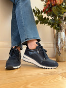 Marco Tozzi Dark Navy Wedge Lace & Zip Trainer 2-23767-45 888