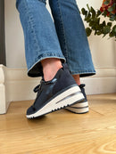 Marco Tozzi Dark Navy Wedge Lace & Zip Trainer 2-23767-45 888