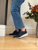 Marco Tozzi Dark Navy Wedge Lace & Zip Trainer 2-23767-45 888