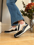 Marco Tozzi Black & Cream Wedge Zip Up Trainer 2-24780-45 410