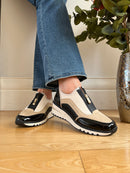 Marco Tozzi Black & Cream Wedge Zip Up Trainer 2-24780-45 410