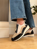 Marco Tozzi Black & Cream Wedge Zip Up Trainer 2-24780-45 410