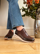 Marco Tozzi Chocolate Wedge Zip Up Trainer 2-24780-45 353
