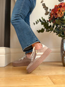 Marco Tozzi Platform Trainer With Zip - Taupe & Cream  2-23716-47