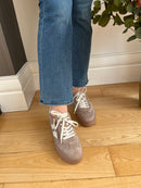 Marco Tozzi Platform Trainer With Zip - Taupe & Cream  2-23716-47
