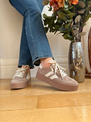 Marco Tozzi Platform Trainer With Zip - Taupe & Cream  2-23716-47
