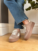 Marco Tozzi Platform Trainer With Zip - Taupe & Cream  2-23716-47