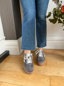 Marco Tozzi Platform Trainer With Zip - Grey & Pink  2-23716-47