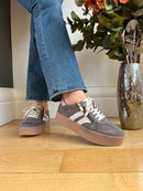 Marco Tozzi Platform Trainer With Zip - Grey & Pink  2-23716-47