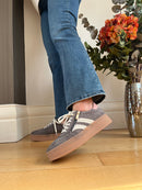 Marco Tozzi Platform Trainer With Zip - Grey & Pink  2-23716-47