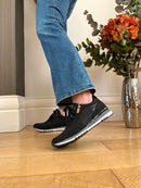 Marco Tozzi Black Glitter Trainer 2-23749