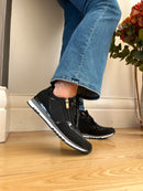 Marco Tozzi Black Glitter Trainer 2-23749