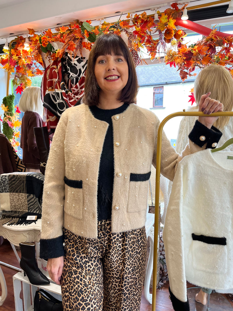 Coco Pearl Embellished Knitted - Camel