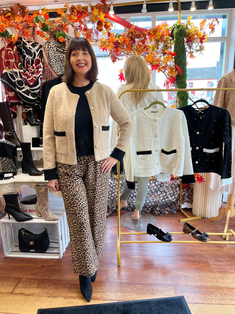 Coco Pearl Embellished Knitted - Camel