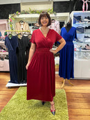 Magic Cap Sleeve Maxi Dress - Burgundy