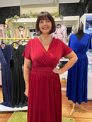 Magic Cap Sleeve Maxi Dress - Burgundy