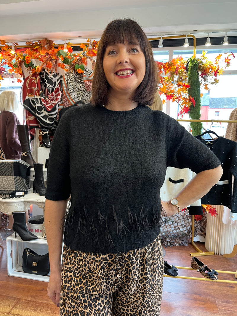 Rory Feather Knit Jumper - Black