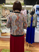 Raya Black Trim Paisley Bomber Jacket- Pink