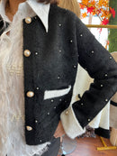 Coco Pearl Embellished Knitted - Black