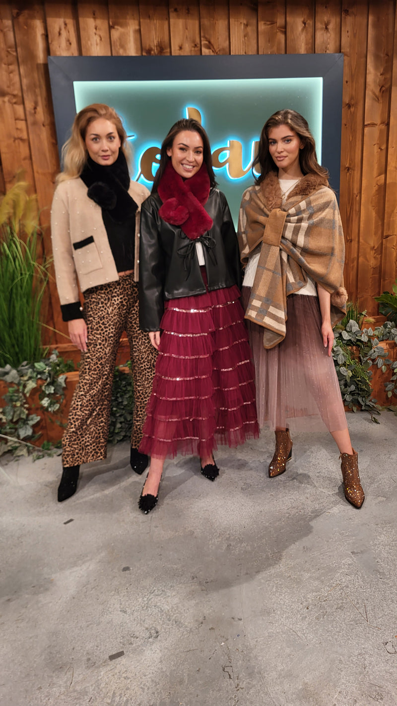 Coco Pearl Embellished Knitted - Camel