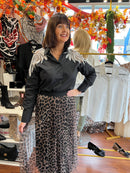 Aubry Pearl & Mesh Shirt - Black