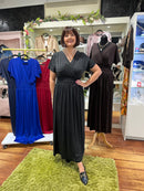 Magic Cap Sleeve Maxi Dress - Black